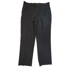 Perry Ellis Portfolio Mens Black Dress Pants Size 34x32 Flat Front Straight Fit